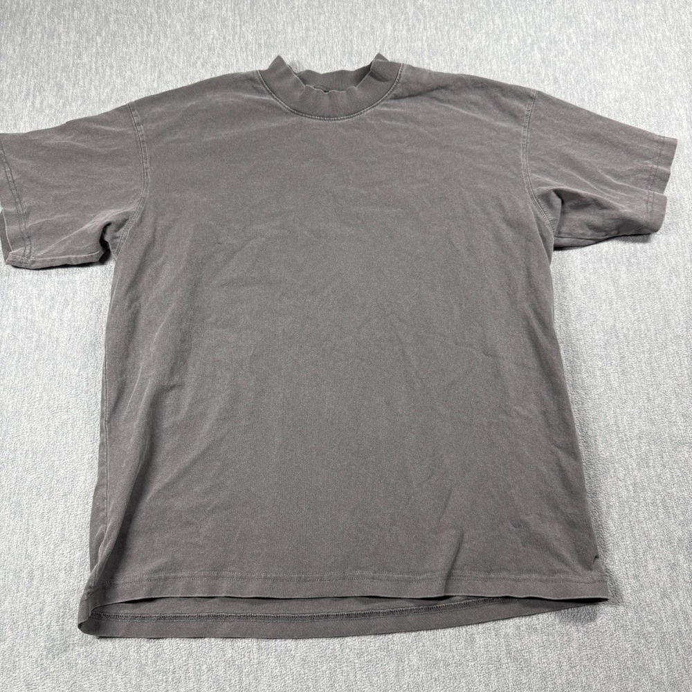 Talentless T-Shirt Men M Gray Solid Mock Neck Short Sleeve Heavyweight Cotton